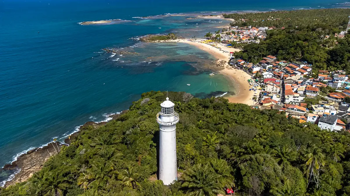 Vista aérea da região do Farol de Morro de São Paulo